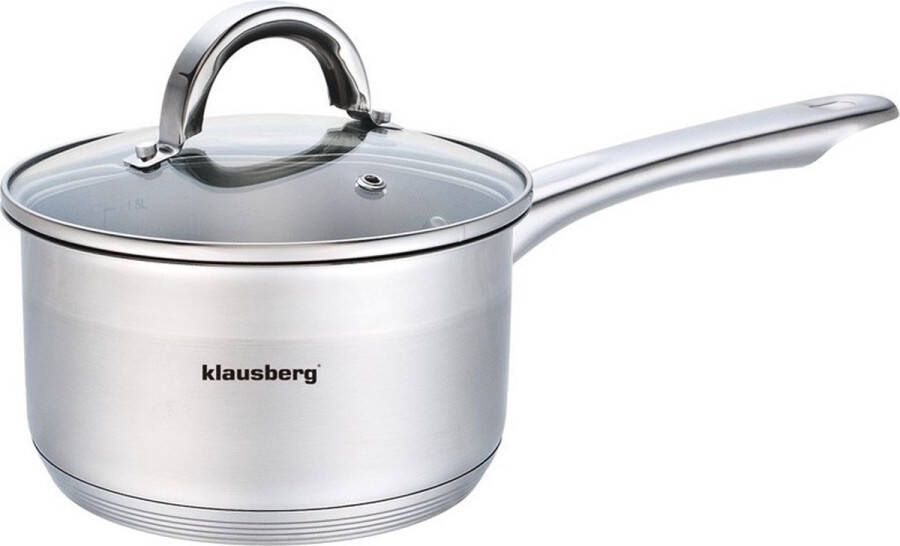 Klausberg Top Choice Steelpan met deksel sauspan 16 cm 1.5 liter