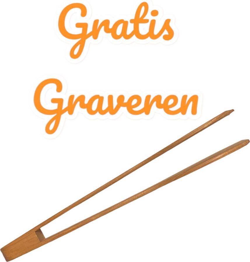 Klawe Saladetang GRATIS gegraveerd kersenhout tang voor bakken en braden en BBQ Uniek persoonlijk moederdag kado Grilltang Keukentang