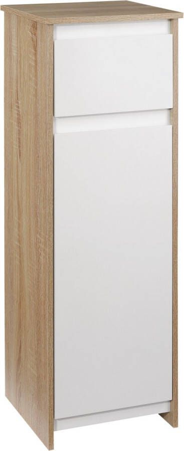 Kleankin Badkamerkast badkamercommode 2-laags ruimtebesparend MDF naturel hout + wit