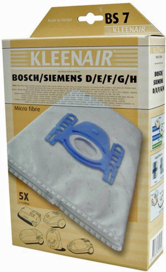 Kleenair Bosch Siemens D E F G H GXL GXXL Stofzuigerzakken Stofzuigerfilter