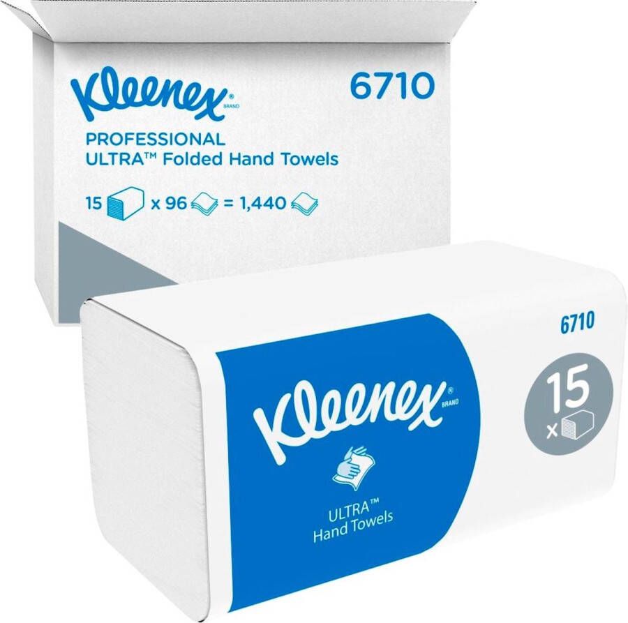 Kleenex Ultra™ papieren handdoeken 6710 3-laags 31 8 x 21 5 cm interfold 15 pakken á 96 handdoeken wit