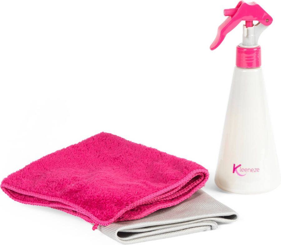 Kleeneze 3-delige reinigingsset 250 ml spuitfles 2 microvezeldoekjes eenvoudig navullen spuiten en doekjes