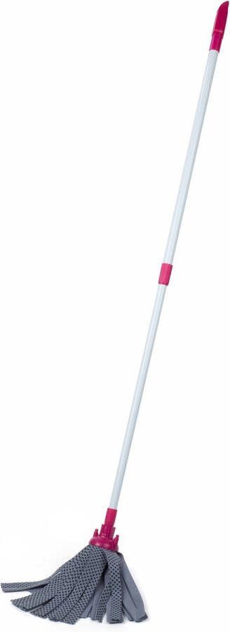 Kleeneze Cloth Mop uitschuifbare telescoophandgreep harde-vloerreiniger wit roze