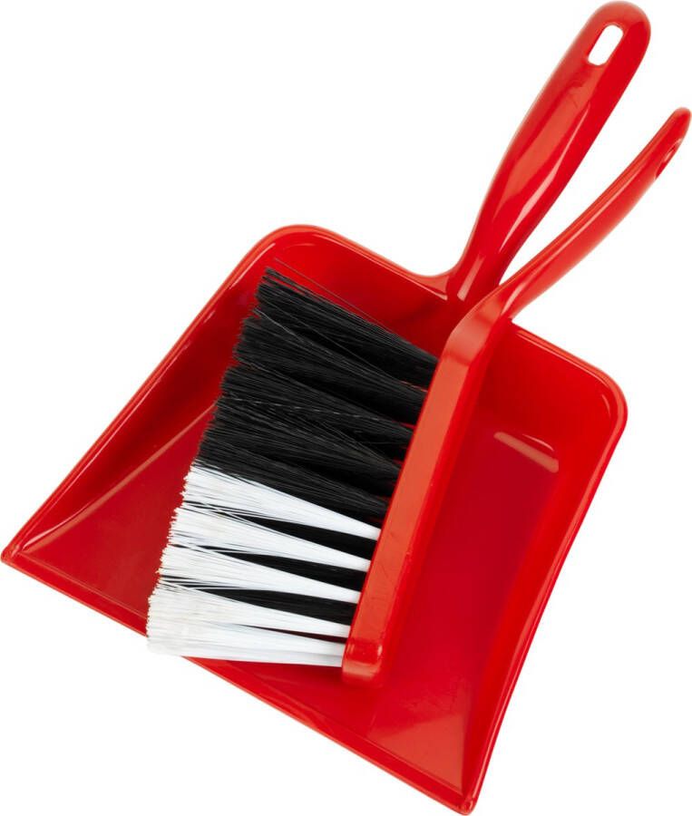 Klein Toys Pure Fresh 2-delige veegset stoffer en blik hoogwaardig zwart-wit plastic rood