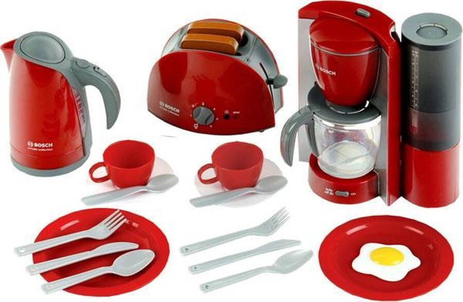 Klein Bosch groot ontbijtset speelkeuken accessoires speelgoedbroodroorster waterkoker en meer Speelgoedkeukenmachine