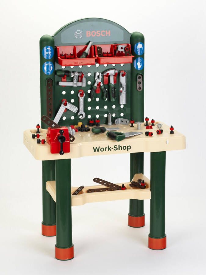 Klein Toys Bosch werkbank 82 delig – houtlook met leerfunctie – veel accessoires
