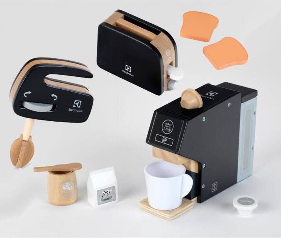 Klein Electrolux keukenset hout I Hoogwaardige kinderkeukenset die bestaat uit een koffiemachine mixer en broodrooster I Toebehoren voor speelkeuken I Speelgoed voor kinderen vanaf 3 jaar