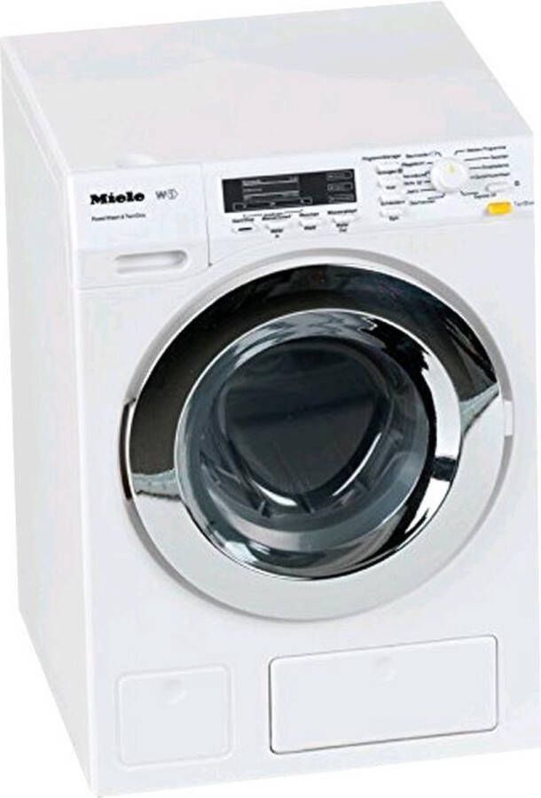 Klein Toys Miele wasmachine 18 5x26x18 cm incl. roterende trommel watertoevoer waterafvoer en geluidseffecten wit