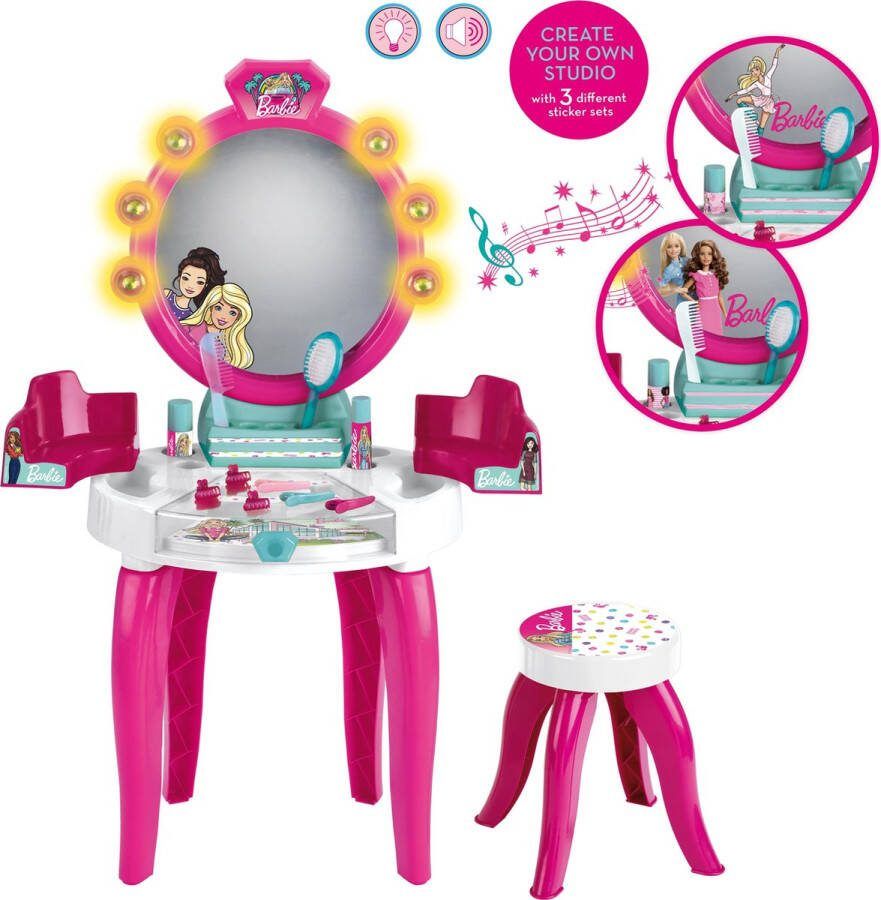 Klein Toys Barbie speelgoedkaptafel schoonheidsstudio met licht- met geluidseffecten met vele accessoires vanaf 3 jaar
