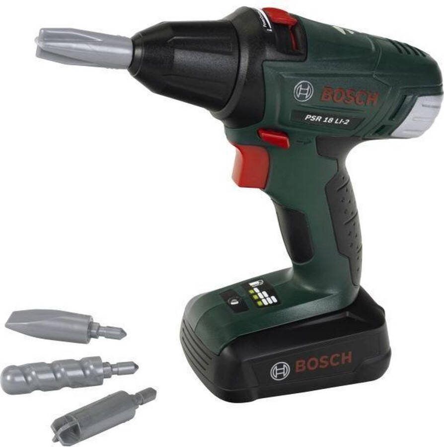 Klein Toys Bosch draadloze schroevendraaier 20x6 5x19 cm incl. roterende verwisselbare boor- en schroefkop licht- en geluidseffecten groen zwart