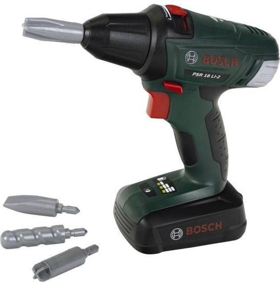 Klein Toys Bosch draadloze schroevendraaier 20x6 5x19 cm incl. roterende verwisselbare boor- en schroefkop licht- en geluidseffecten groen zwart