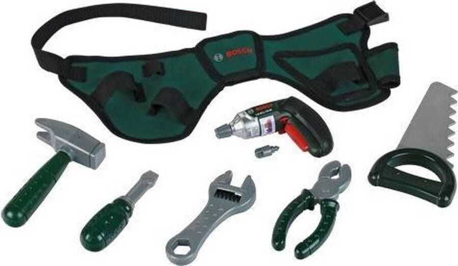 Klein Toys Bosch gereedschapsgordel-set accuschroevendraaier hamer tang zaag moersleutel schroevendraaier incl. licht- en geluidseffecten groen rood