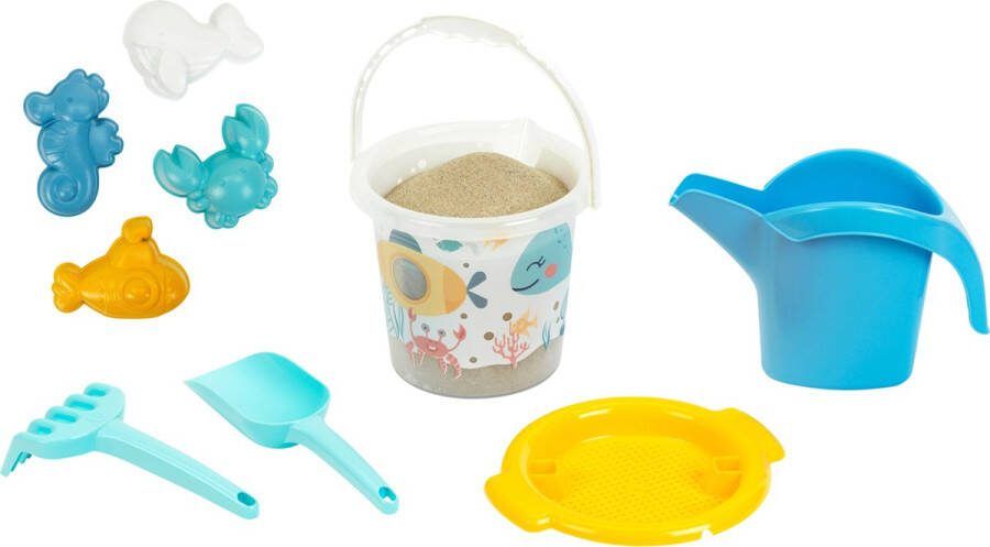 Klein Toys Little Foot emmerset met gieter zeef hark schep en speelfiguren gerecycled materiaal