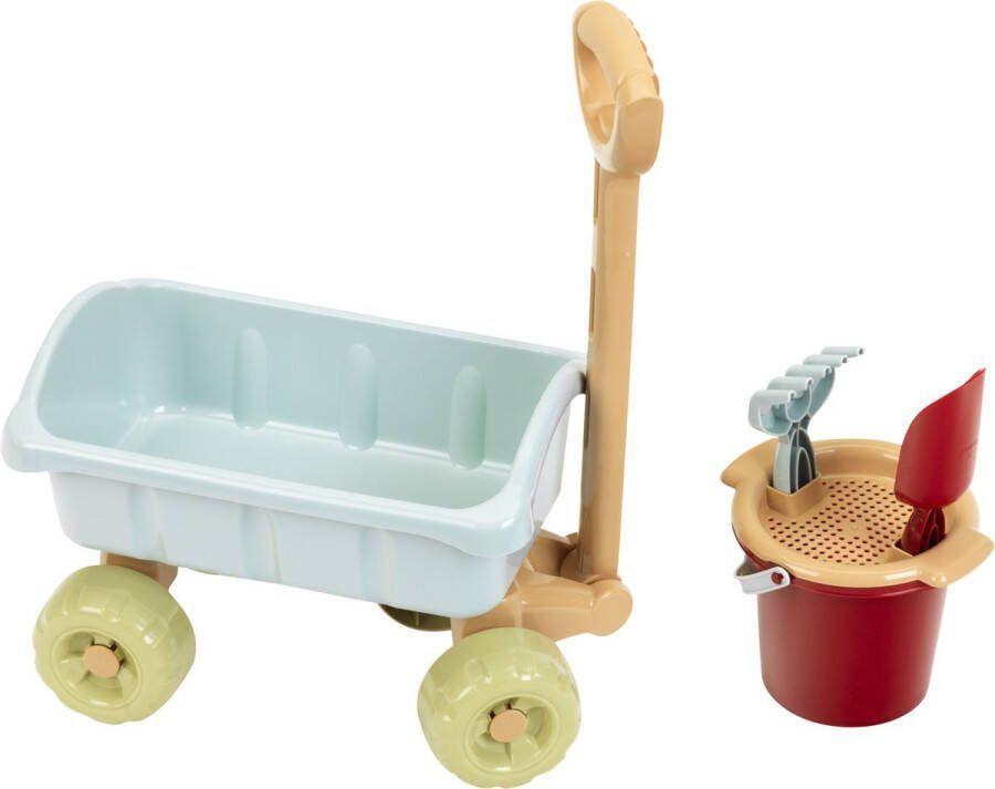 Klein Toys Little Foot handkar met emmerset bolderkar emmer zeef schep en hark gerecycled plastic multicolor