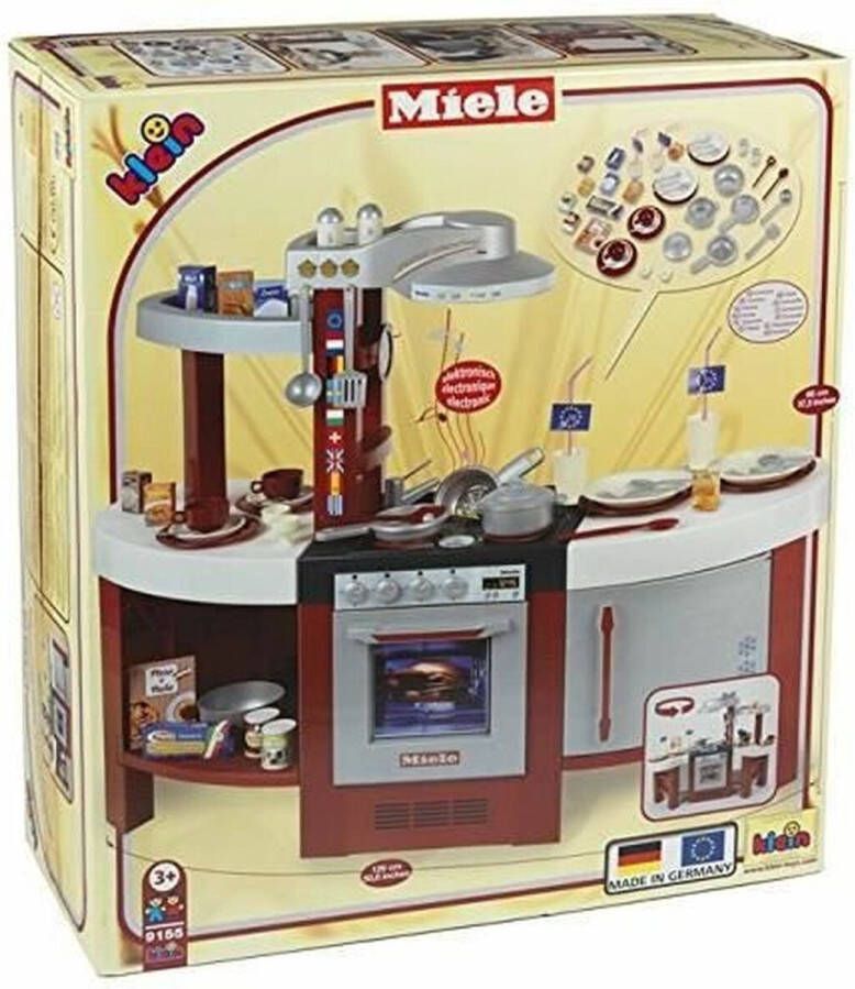 Klein Miele keuken Gourmet International I Speelgoedkeuken incl. kookplaat met soundmodule op batterijen oven vaatwasmachine en nog veel meer Afmetingen: 120 cm x 43 cm x 95 cm I Speelgoed voor kinderen vanaf 3 jaar