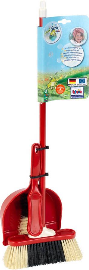 Klein Toys Pure Fresh klassieke veegset stoffer blik en bezem 61 5 cm lange steel rood