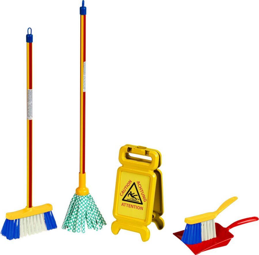 Klein Toys Pure Fresh speelgoedschoonmaakset mopset incl. gevaar voor uitglijden bord geel rood