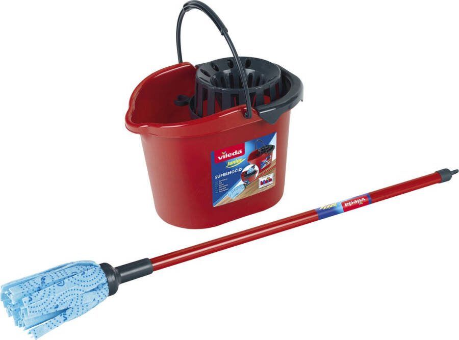 Klein Vileda speelgoed dweil met e emmer 22 cm Rood