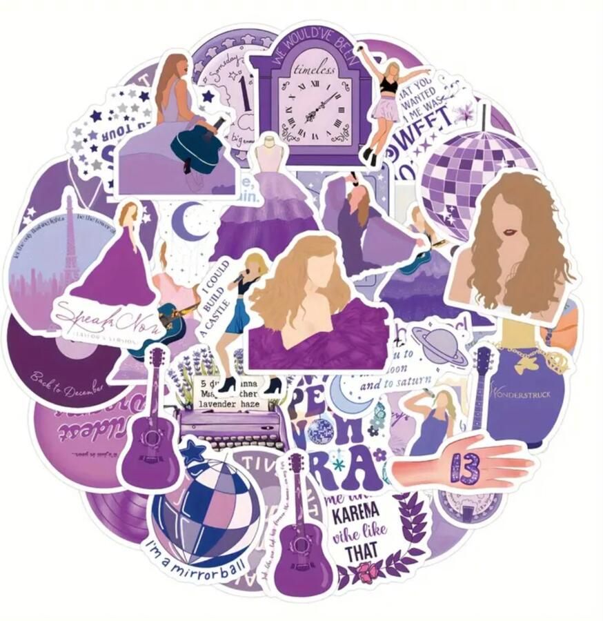Kleine Kaartjes Taylor Swift Stickermix 50 Stuks Laptop Ereader Bullet Journal