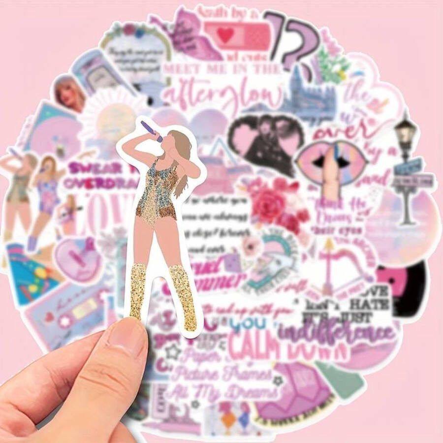 Kleine Kaartjes Taylor Swift Stickermix Era's Tour Lover 50 Stuks Laptop Ereader Bullet Journal