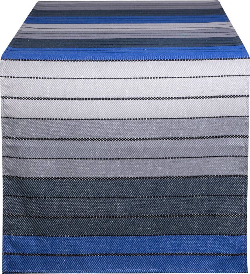 Kleurmeester.nl Tafelloper Menthe Katoen 50 cm x 160 cm Groen Geel Blauw Gestreept