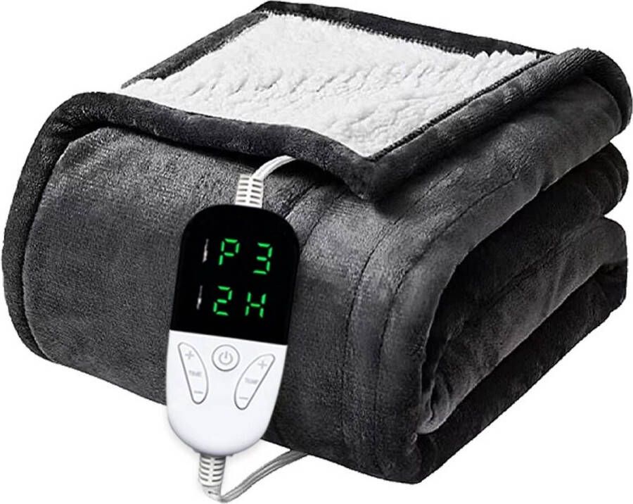 Klikklak Elektrische deken Warmtedeken Bed verwarming Elektrische bovendeken 150 x 130 cm 1 persoons Antraciet Warmte verstelbaar Automatisch uitschakelen tot 3 uur Energiezuinig