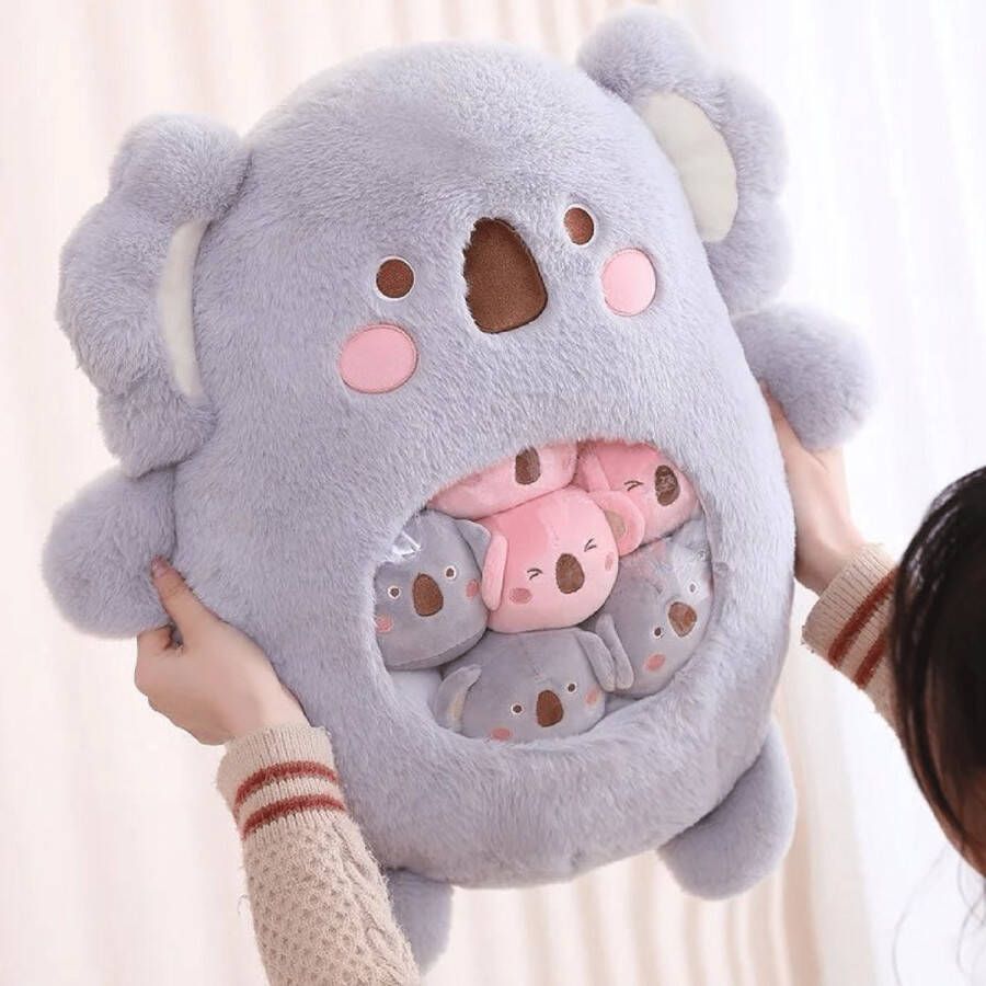 Klikkopers Koala Knuffel met 6 Baby Koalatjes 50 cm Kawaii Kussen Kawaii knuffel Koala Groote Knuffel