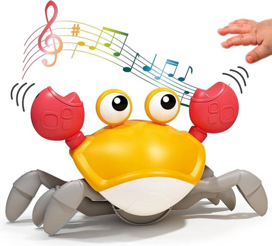 Klikkopers Lopende Krab Walking Crab Bewegend Speelgoed Baby Peuter Toy Motoriek Speelgoed Fijne Motoriek Hondenspeelgoed Hondenspeeltjes Montessori Speelgoed Crawling Crab Geel