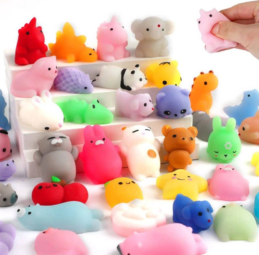Klikkopers Mochi squishy Set 16 stuks Mochi Squishy Fidget Toy Squishy Soft animal Mochies Antistress