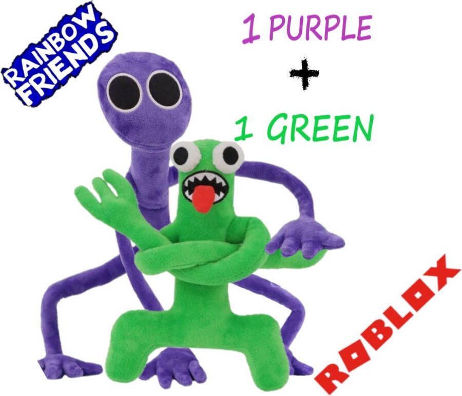Klikkopers Roblox Rainbow Friends Knuffel Set van 2 Purple XL & Green
