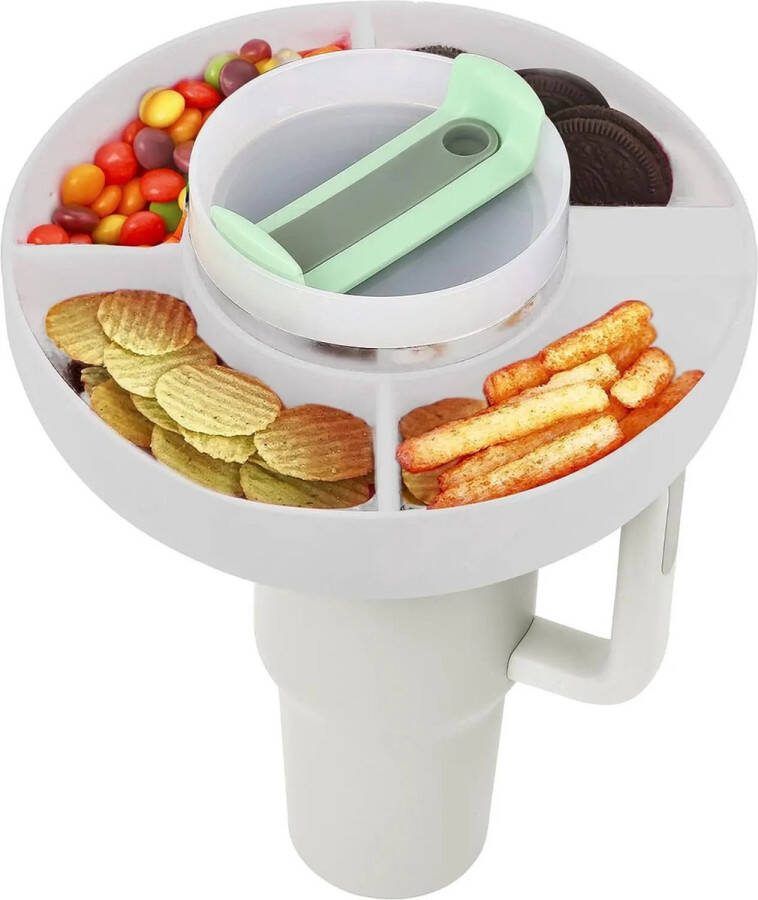 Klikkopers Snackhouder voor Stanley Thermosfles Snackdienblad voor Stanley Beker Siliconen Snackschaal Stanley Cup Accessoires Wit