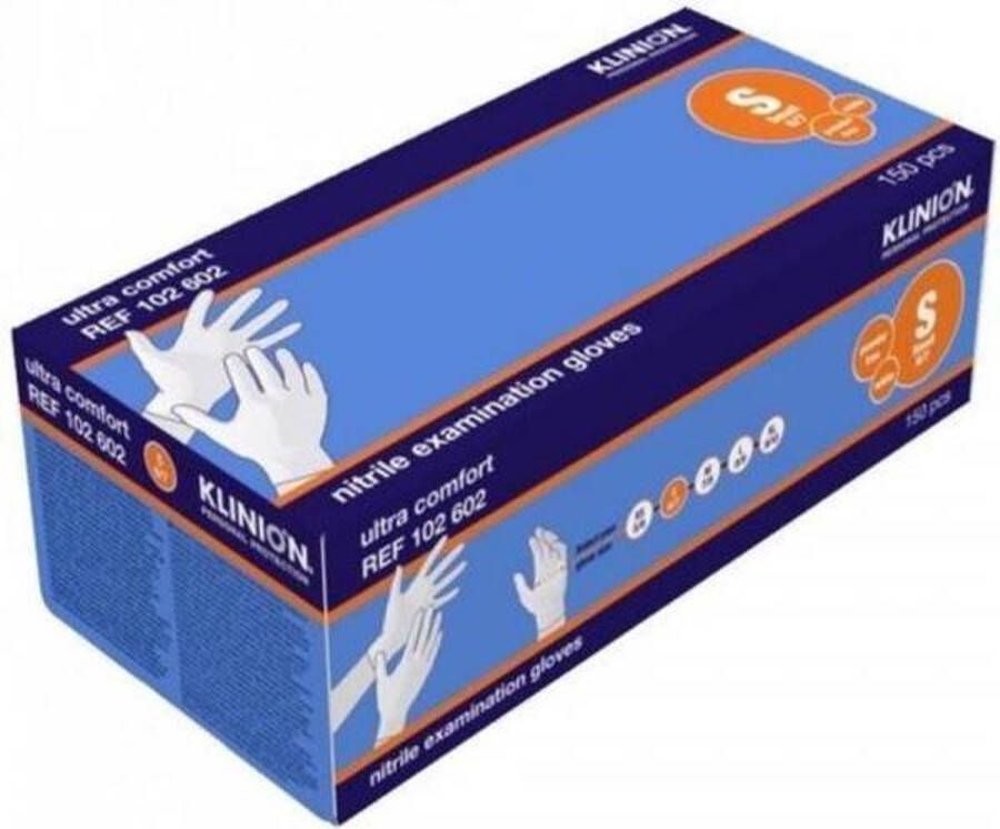 Klinion 150st. Sterke kwalitatieve nitrile wegwerphandschoenen small blauw 150st. poedervrij vanaf 0.16€ handschoen