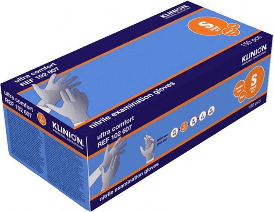 Klinion Wegwerphandschoenen Nitril Wit Maat S Small 150 stuks