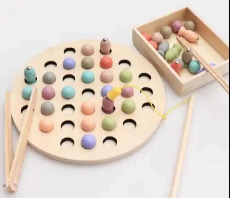 KLUZOO Hengelspel Sensorisch Houten Speelgoed Visjes Vangen Spel Montessori Speelgoed