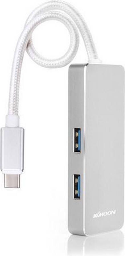 Kmoon USB 3.1 Type C naar 2x USB 3.0 HUB USB-C Port Met reversible Connector voor MacBook 12 inch Zilver