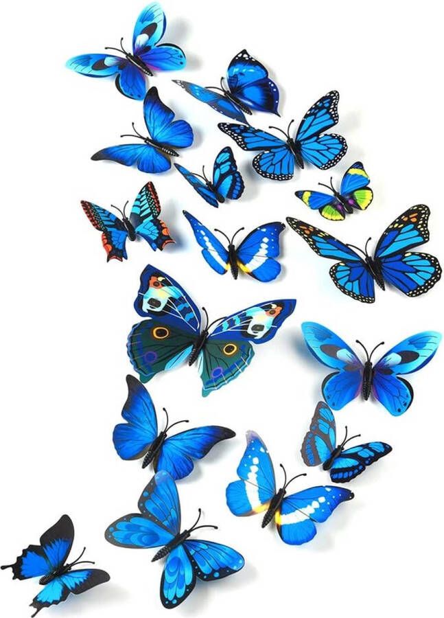 Knaak 3D Vlinders Muurstickers Decoratie Blauw Ocean Blue