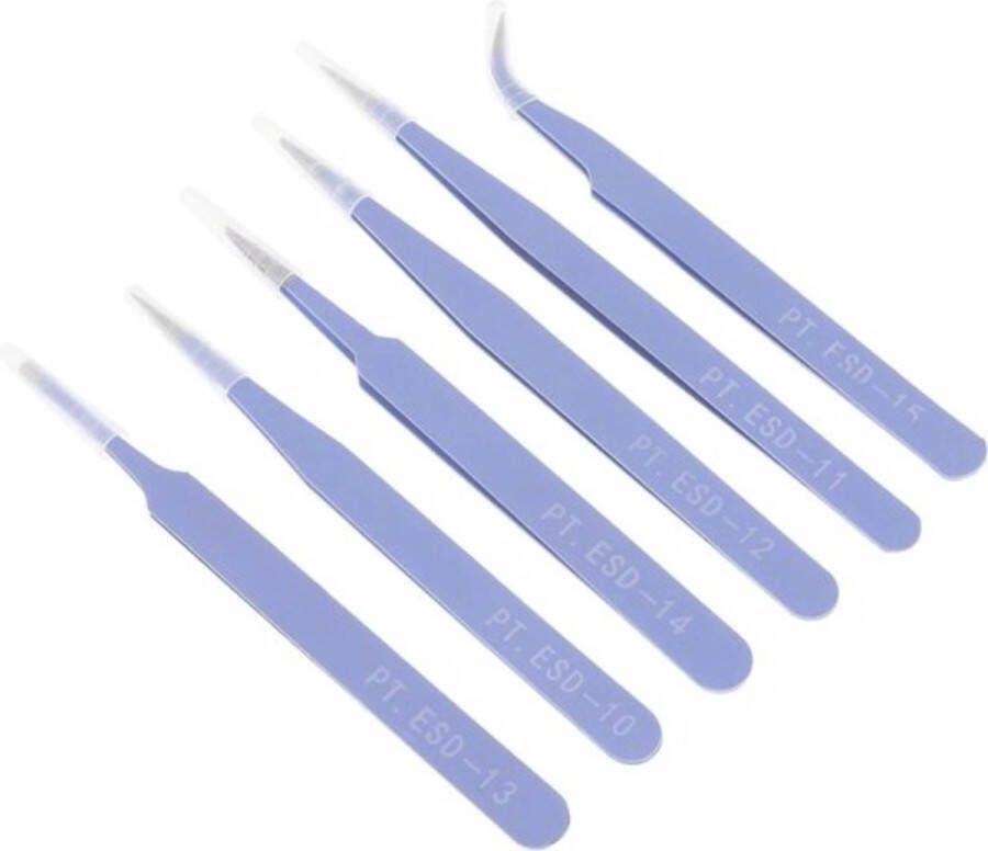 Knaak 6 Stuks Pincet Set – RVS – Precisie voor Hobby – Paars