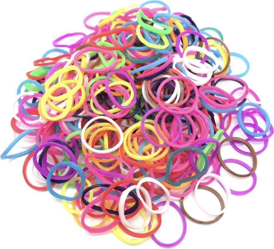 Knaak 600 Loom elastiekjes loombandjes in multi kleur met weefhaak en S-clips