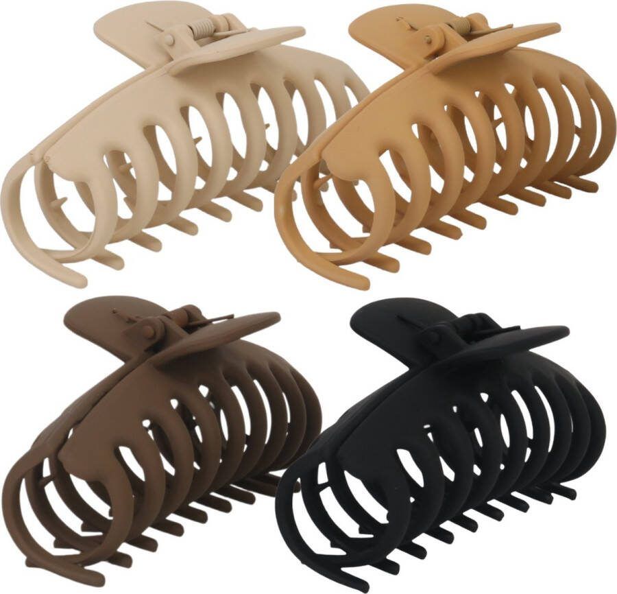 Knaak Haarklemmen Haarclips 4 Stuks Haarklemmen Dames Blond Karamel Bruin Zwart