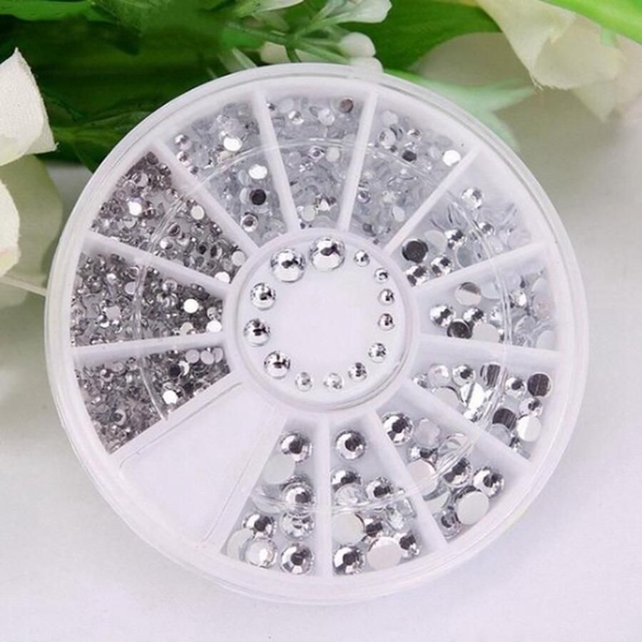 Knaak Doosje Rhinestone Zilver Carrousel -Strass nagel steentjes Nail art