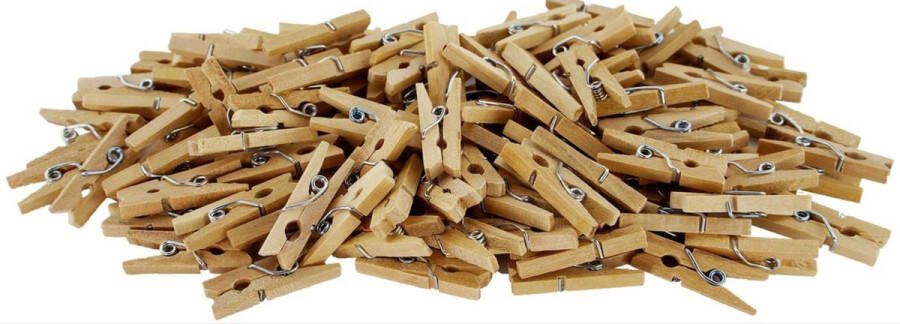Knaak Mini wasknijpers 100x stuks naturel kleur hobby knutselen