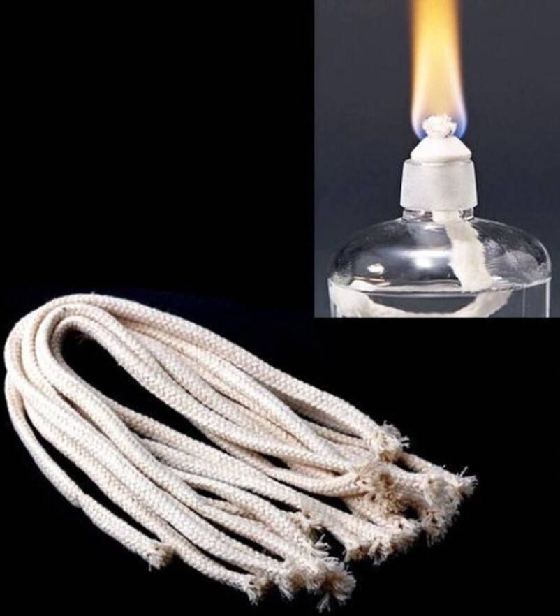 Knaak Olielamp Lont Brander Aansteeklont Touw Katoen 50 cm Diameter 5mm Set 10 stuks