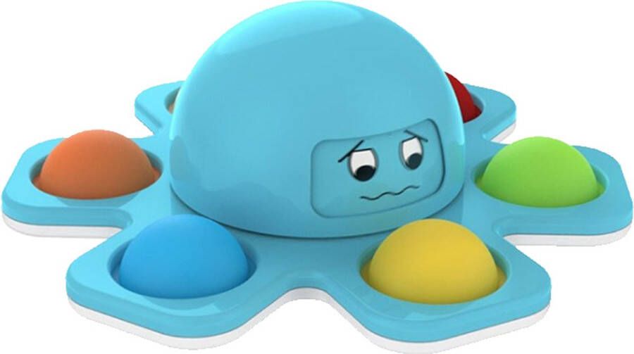 Knaldeals.com Fidget Spinner met Pop Up Bubble Face Changing Octopus Anti Stress Rage 2021 2022 Blauw