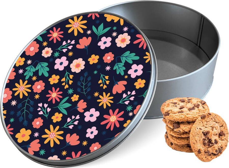 Knaldeals.com Koektrommel Always Have Flowers Rond Bewaarblik 15x15x5 cm