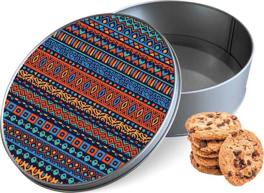 Knaldeals.com Koektrommel Aztec Patroon Rond Bewaarblik 15x15x5 cm