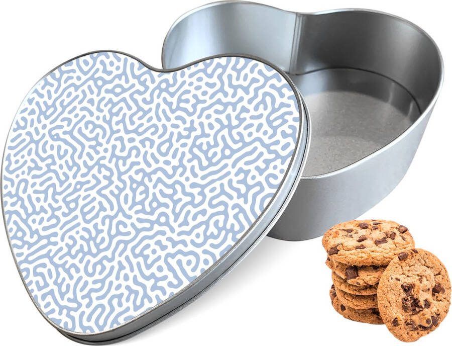 Knaldeals.com Koektrommel Blauwe Doodle Hart Bewaarblik 14x15x5 cm
