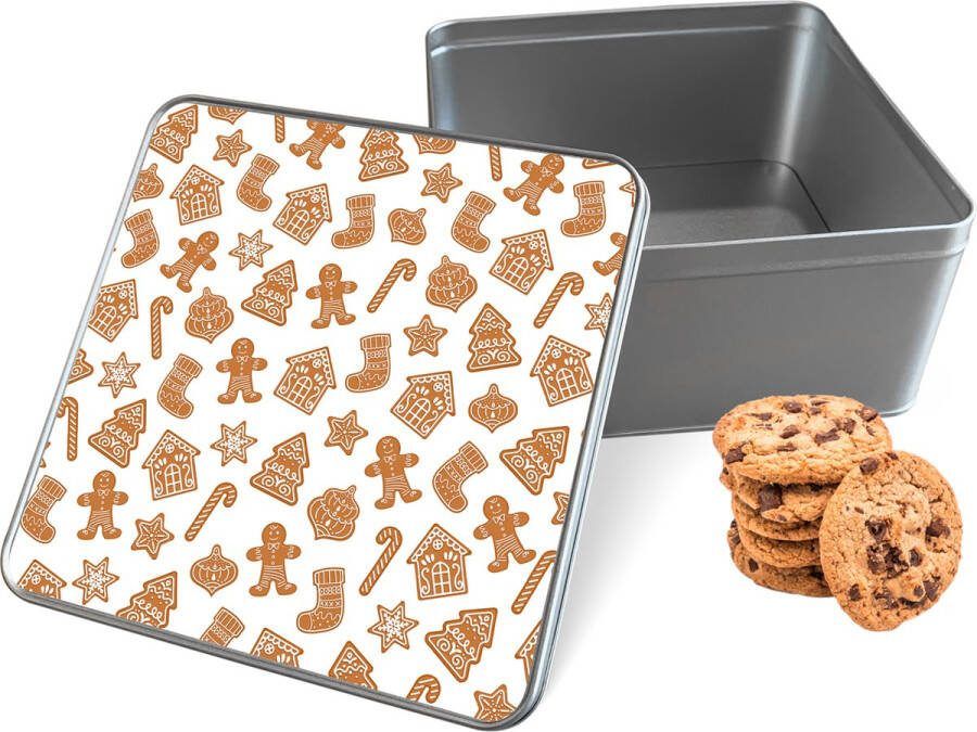 Knaldeals.com Koektrommel Christmas Cookies Vierkant Bewaarblik 20x20x10 cm