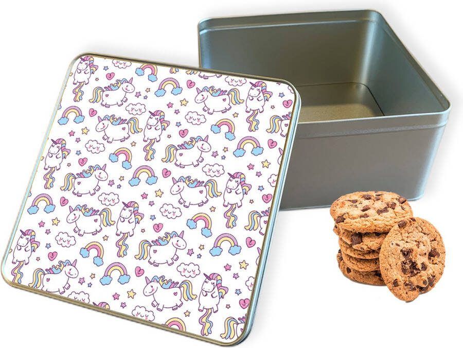 Knaldeals.com Koektrommel Fat Unicorn Vierkant Bewaarblik 20x20x10 cm