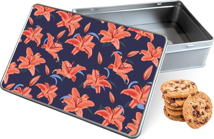Knaldeals.com Koektrommel Flowers Rechthoek Bewaarblik 20x13x5 cm
