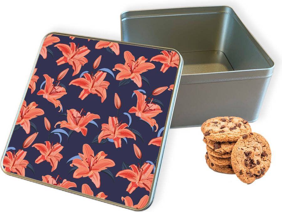 Knaldeals.com Koektrommel Flowers Vierkant Bewaarblik 20x20x10 cm